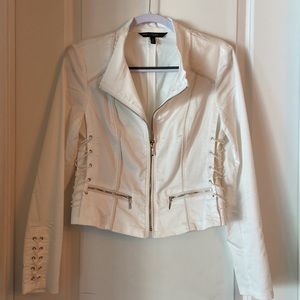 WHBM white/off white zippered and laced jacket
